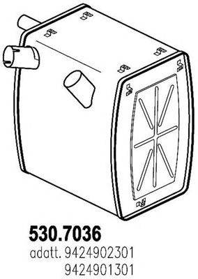 Средний / конечный глушитель ОГ ASSO 530.7036