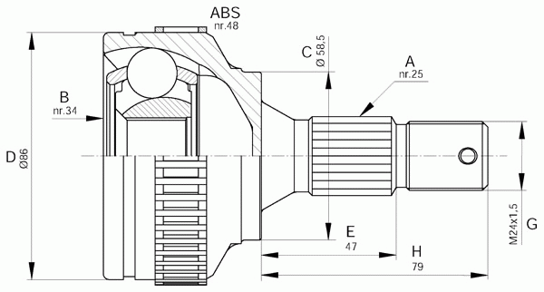 Шарнирный комплект, приводной вал OPEN PARTS CVJ559310