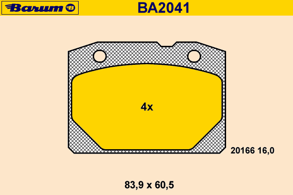 Комплект тормозных колодок, дисковый тормоз BARUM 20166