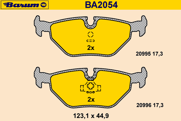 Комплект тормозных колодок, дисковый тормоз BARUM BA2054