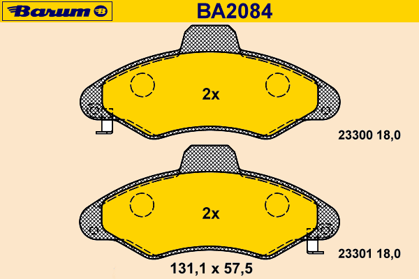 Комплект тормозных колодок, дисковый тормоз BARUM BA2084