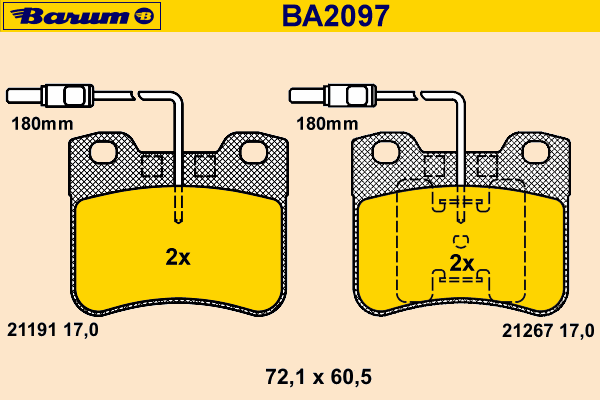 Комплект тормозных колодок, дисковый тормоз BARUM 21191