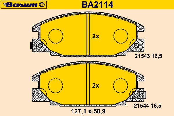 Комплект тормозных колодок, дисковый тормоз BARUM BA2114