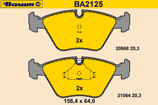 Комплект тормозных колодок, дисковый тормоз BARUM 20968