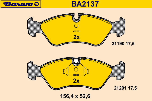 Комплект тормозных колодок, дисковый тормоз BARUM BA2137