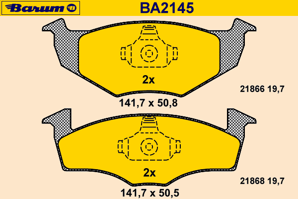 Комплект тормозных колодок, дисковый тормоз BARUM BA2145