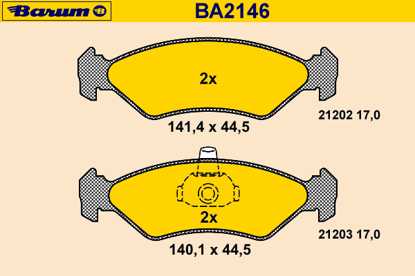 Комплект тормозных колодок, дисковый тормоз BARUM 21202