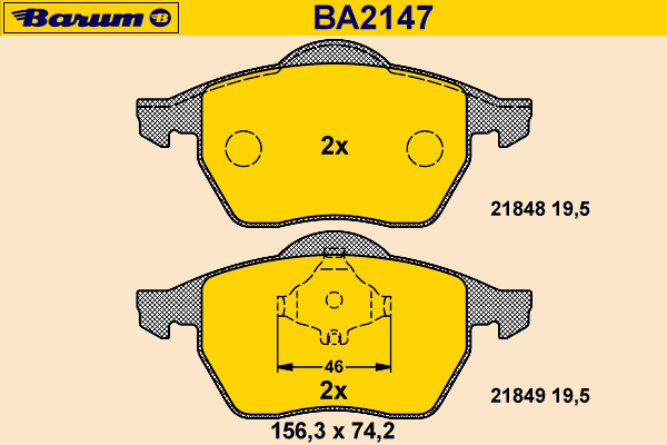 Комплект тормозных колодок, дисковый тормоз BARUM 21849