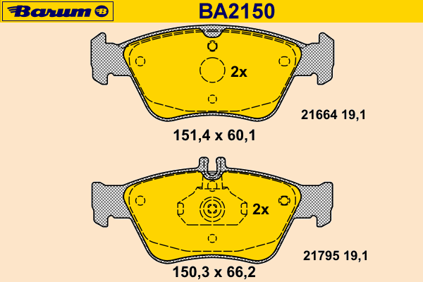 Комплект тормозных колодок, дисковый тормоз BARUM 21664