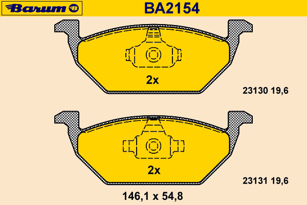 Комплект тормозных колодок, дисковый тормоз BARUM BA2154