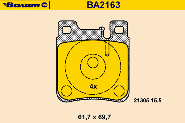 Комплект тормозных колодок, дисковый тормоз BARUM BA2163