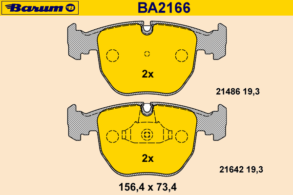 Комплект тормозных колодок, дисковый тормоз BARUM BA2166
