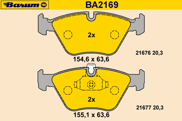 Комплект тормозных колодок, дисковый тормоз BARUM BA2169