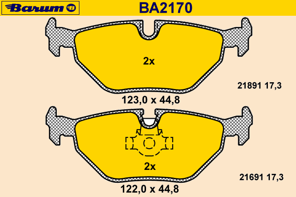 Комплект тормозных колодок, дисковый тормоз BARUM BA2170