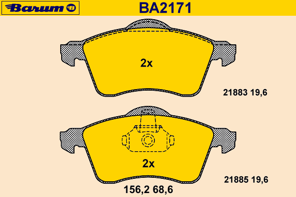 Комплект тормозных колодок, дисковый тормоз BARUM BA2171