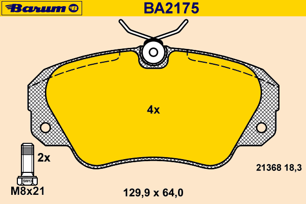 Комплект тормозных колодок, дисковый тормоз BARUM BA2175