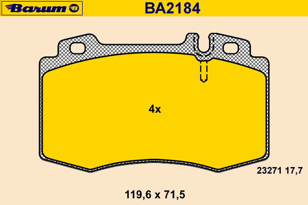 Комплект тормозных колодок, дисковый тормоз BARUM 23271