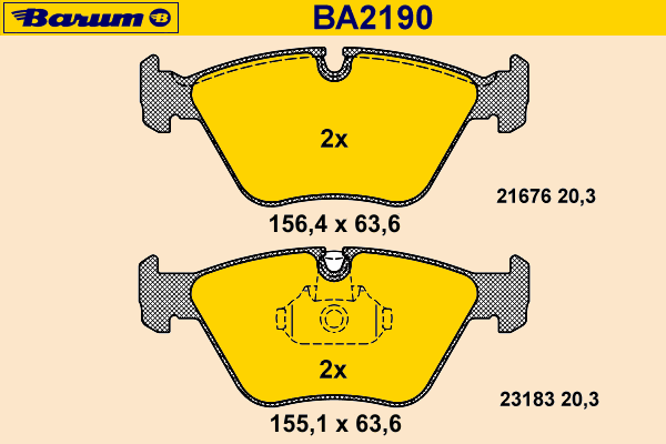 Комплект тормозных колодок, дисковый тормоз BARUM BA2190