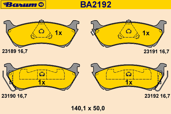 Комплект тормозных колодок, дисковый тормоз BARUM 23190