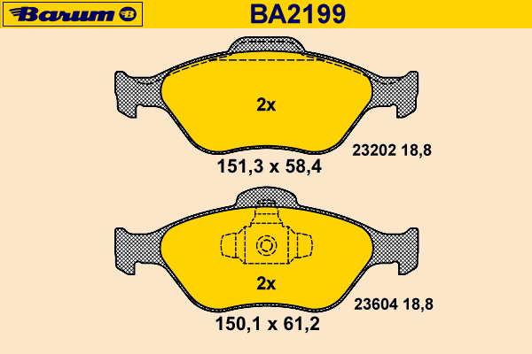 Комплект тормозных колодок, дисковый тормоз BARUM 23604