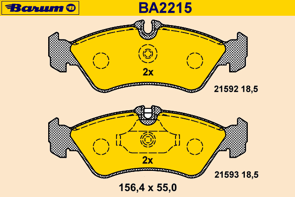Комплект тормозных колодок, дисковый тормоз BARUM 21592