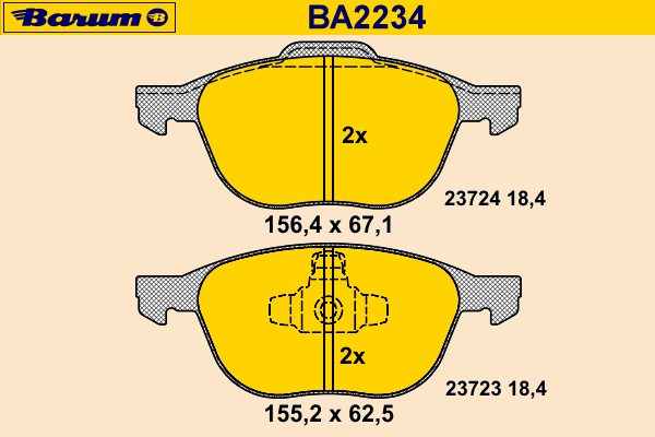 Комплект тормозных колодок, дисковый тормоз BARUM 23724