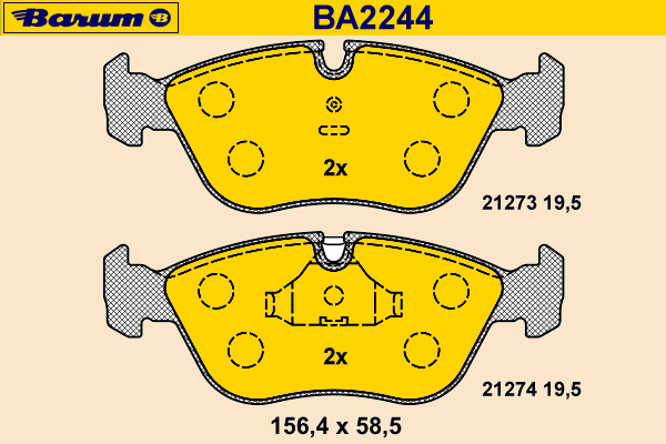 Комплект тормозных колодок, дисковый тормоз BARUM 21274