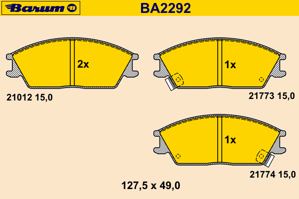 Комплект тормозных колодок, дисковый тормоз BARUM 21773