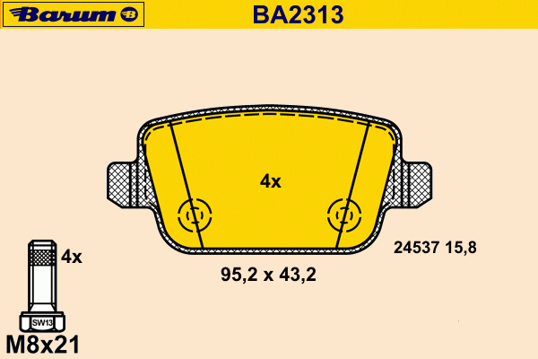 Комплект тормозных колодок, дисковый тормоз BARUM 24537