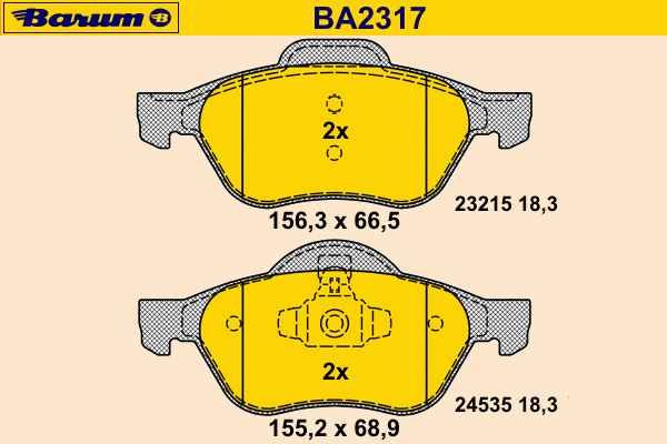 Комплект тормозных колодок, дисковый тормоз BARUM 24535