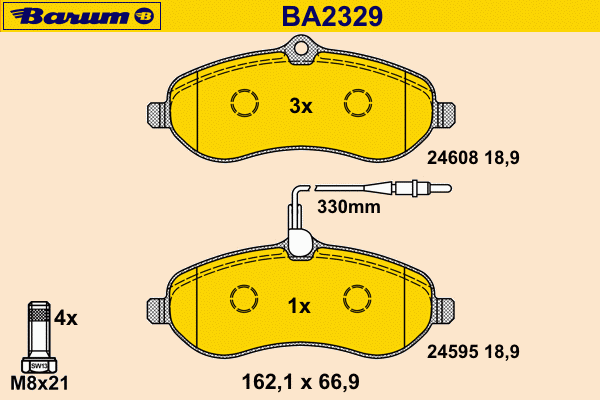 Комплект тормозных колодок, дисковый тормоз BARUM 24595
