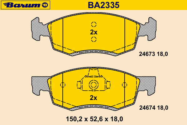 Комплект тормозных колодок, дисковый тормоз BARUM 24674