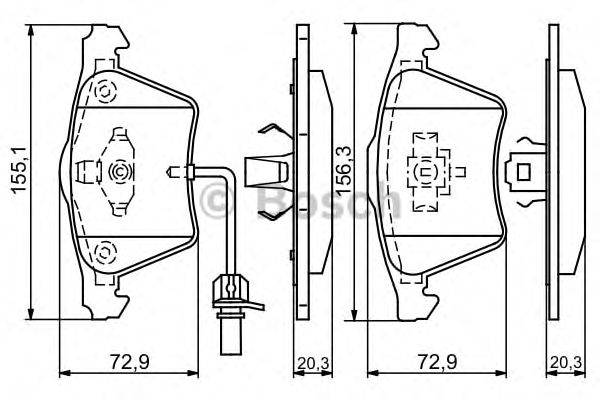 Комплект тормозных колодок, дисковый тормоз BOSCH 23763