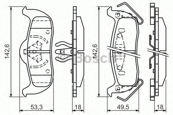 Комплект тормозных колодок, дисковый тормоз BOSCH BP1053