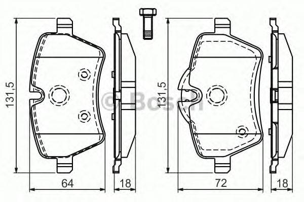 Комплект тормозных колодок, дисковый тормоз BOSCH 23984
