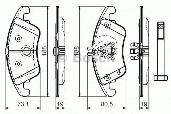 Комплект тормозных колодок, дисковый тормоз BOSCH 24310