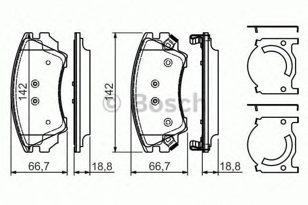 Комплект тормозных колодок, дисковый тормоз BOSCH 24412
