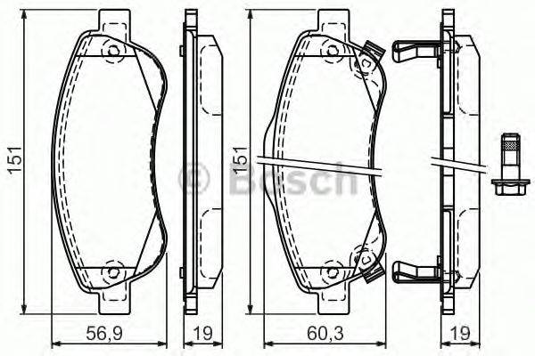 Комплект тормозных колодок, дисковый тормоз BOSCH BP1287