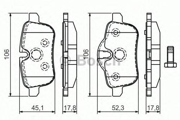 Комплект тормозных колодок, дисковый тормоз BOSCH 0 986 494 450