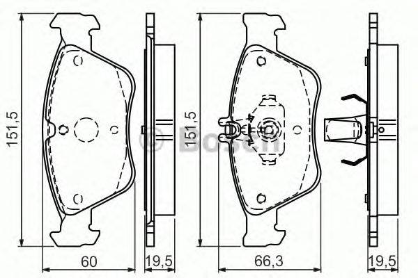 Комплект тормозных колодок, дисковый тормоз BOSCH 0 986 494 002