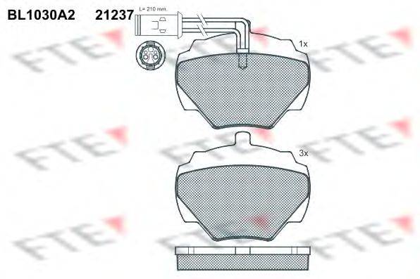 Комплект тормозных колодок, дисковый тормоз FTE 21238