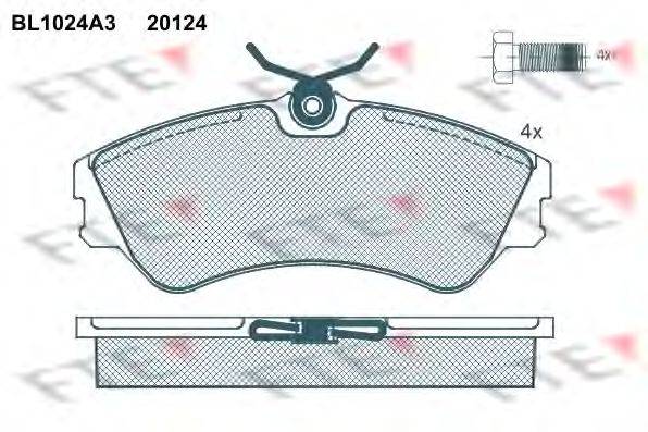 Комплект тормозных колодок, дисковый тормоз FTE 20124