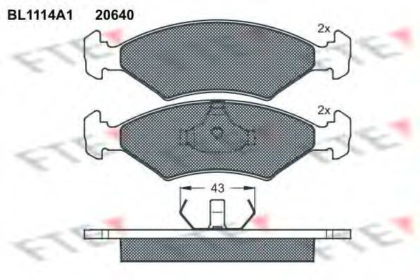 Комплект тормозных колодок, дисковый тормоз FTE BL1114A1