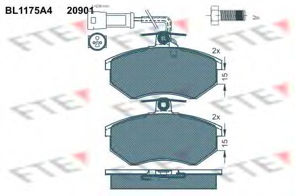 Комплект тормозных колодок, дисковый тормоз FTE 20901