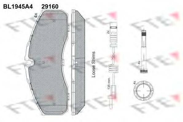 Комплект тормозных колодок, дисковый тормоз FTE BL1945A4