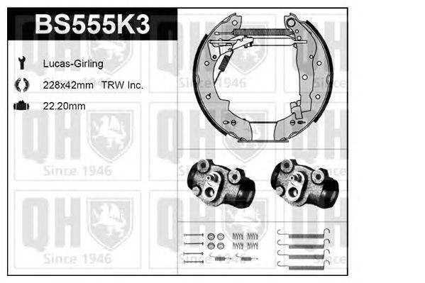 Комплект тормозов, барабанный тормозной механизм QUINTON HAZELL BS555K3