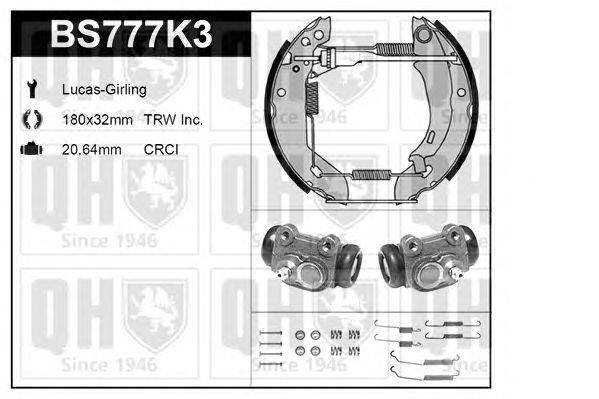 Комплект тормозов, барабанный тормозной механизм QUINTON HAZELL BS777K3