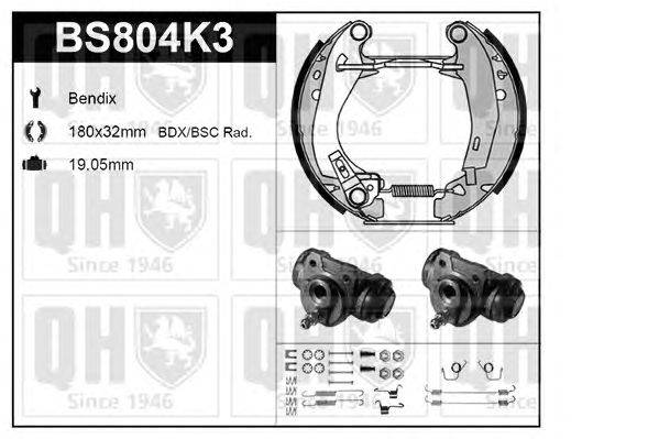 Комплект тормозов, барабанный тормозной механизм QUINTON HAZELL BS804K3