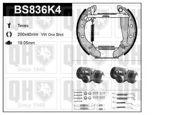 Комплект тормозов, барабанный тормозной механизм QUINTON HAZELL BS836K4