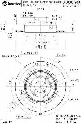 Тормозной диск BREMBO 08.8868.20